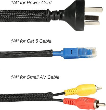 10ft - 1/4 inch Braided Cable Management Sleeve Cord Protector - Self-Wrapping - Image 3
