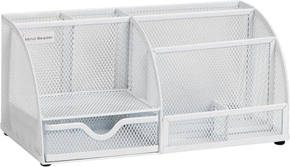 Mind Reader 7-Compartment Desktop Organizer, Metal Mesh, Sticky Notes, Office - Image 7