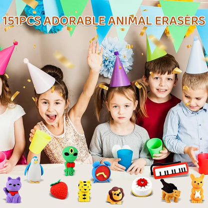 URSKYTOUS 151Pcs Animal Erasers Desk Pets - Image 2