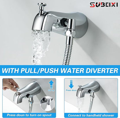Tub Spout with Diverter, Chrome High Pressure 10 Mode Handheld Shower Sprayer, Bathtub Faucet with Sprayer - Image 6