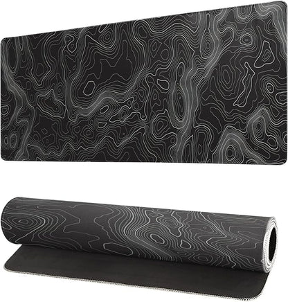 Topographic Contour Extended Big Mouse Pad Large, Gaming Mouse Pad Desk Pad by Siski