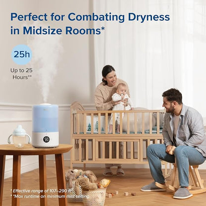 LEVOIT Dual 200S Smart Humidifiers for Bedroom, Top Fill, Customize Humidity for Home, Baby Nursery & Plants with Humidistat, Essential Oil Diffuser, Schedule, Timer, APP & Voice Control, 3L, Blue - Image 5