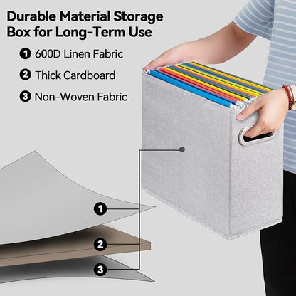 4 Pack Letter Size File Storage Box Collapsible, Fabric Hanging File Folders - Image 3