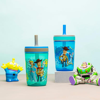 Zak Designs Kelso 15 oz Tumbler Set (Toy Story 4 - Woody & Buzz 2pc Set) Toddlers Cup Leak-Proof Screw-On Lid with Straw Made of Durable Plastic and Silicone, Perfect Bundle for Kids - Image 4