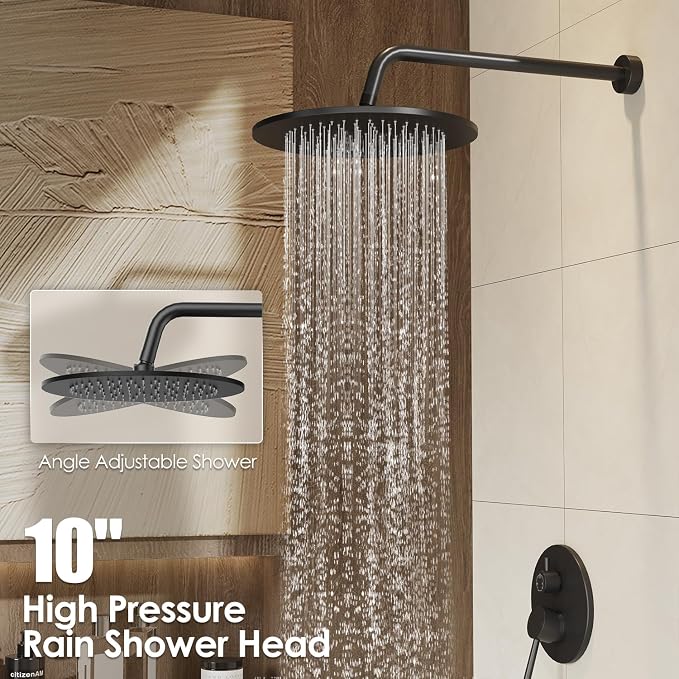 Gabrylly Black Shower System with Tub Spout, Bathtub Shower Faucets Set with 3-Way Shower Valve, High Pressure 10" Rain Shower head with Handheld Spray Combo, Wall Mounted Tub Shower Kit, Matte Black - Image 4