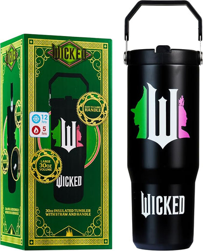 Get Trend Wicked Tumbler with Straw 30oz Girls Teens Insulated Cup with Lid Handle Travel Mug Cups with Lids for School Sports Gifts for Girls (Black Wicked) by GetTrend
