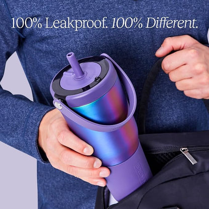 BrüMate Resa 35oz 100% Leakproof Travel Tumbler with Handle & Straw | Flexible SoftSip Straw | Silicone Sleeve for Durability | Stainless Steel | Cup Holder & Travel Friendly Water Bottle | (Kiwi) - Image 4
