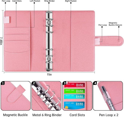 Antner A6 Notebook Binder Refillable 6 Ring Budget Binder Cover - Image 2