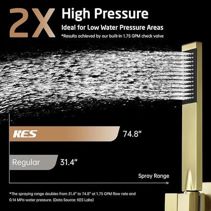 KES Brushed Gold Shower System with Tub Spout, Pressure Balanced Bath Tub Shower Faucet Set Complete with Valve, Shower System with Rain Shower Head with Handheld, XB6305F18-BZ - Image 4