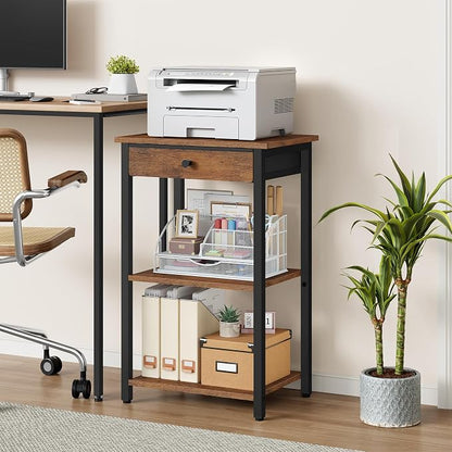 Gewudraw Printer Stand with Storage Drawer, 3-Tier Under Desk Printer Table - Image 3