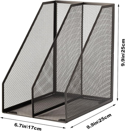 2 Set Magazine Holder Metal Wire, 2 Compartments Mesh File Holder - Image 6