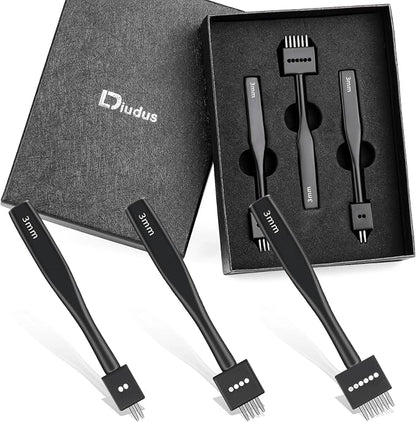 Leather Hole Punch, Round Hole Prong Stitching Chisel Set Leather Working Tools by Diudus