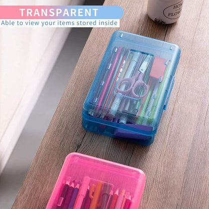 Sooez Plastic Pencil Case Box 6 Pack, Colored Large Craft Storage Bulk - Image 6