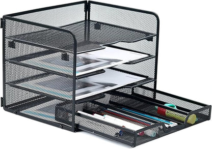 SETTFRFE 4-Tier Metal Desk Organizer-Paper Letter Tray by SETTFRFE