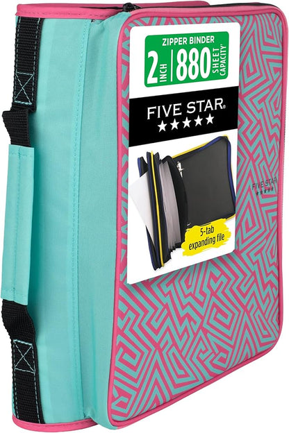 Five Star Zipper Binder 2 Inch O-Rings Case Organiser by FiveStar