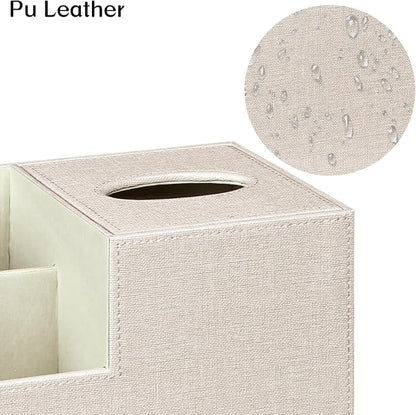Square Tissue Box Cover with Storage, PU Leather Cube Tissue Box Holder - Image 5