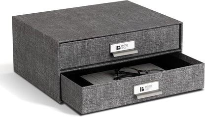 Bigso Birger 2-Drawer Canvas Fiberboard Easy Pull Handle Box - Image 5
