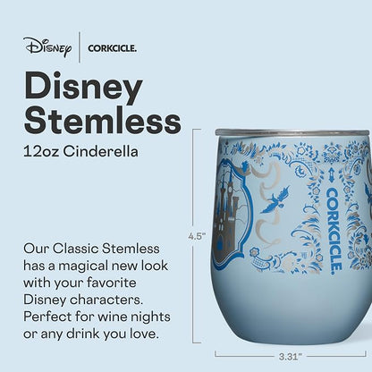 Corkcicle Stemless Insulated Wine Glass Tumbler - Beverages Cold 6 Hours & Hot 3 Hours - Stainless Steel - Easy-Grip - Summer Drinkware Gift - Keeps Drinks Ice - 12 oz - Princess Cinderella - Image 2