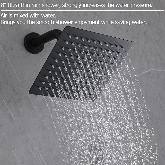 2 Handle Shower Faucet Set with Tub Spout Two Handles Tub Shower Faucet Set Bathtub Shower Faucet Combo Matte Black - Image 8