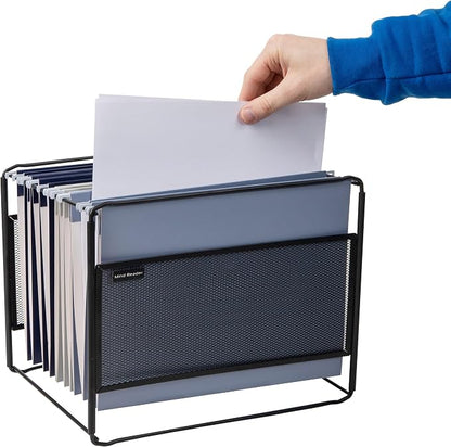 Mind Reader Hanging File Folder Organizer, Desktop Organizer, Metal Mesh - Image 4