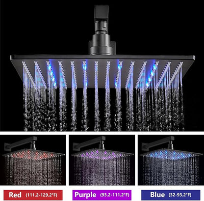 Aolemi Shower Faucet Set with Handheld Spray High Pressure Shower System Shower Faucets Sets Complete Rough-in Valve and Shower Trim Kit Wall Mount Rainfall 12 Inch LED Shower Head Matte Black - Image 2