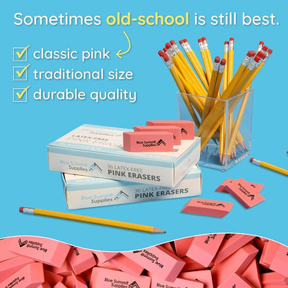 Blue Summit Supplies 100 Pack Pink Erasers Bulk, and Classroom - Image 5