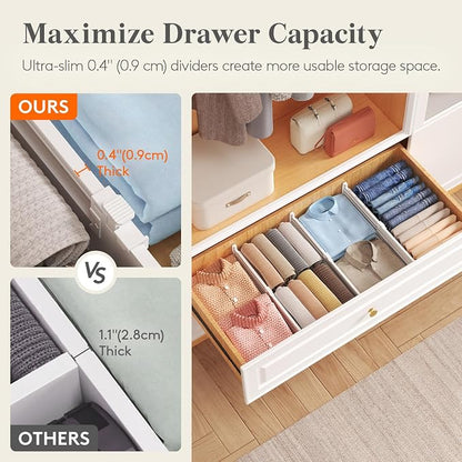Lifewit 5" High 9 Pack Drawer Dividers, 11.5"-18.5" Adjustable Deep Drawer - Image 6