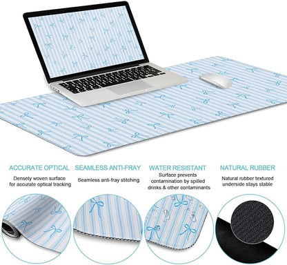 LIMKRIAN Blue Striped Mouse Pad Set Large Desk Mat - Image 5