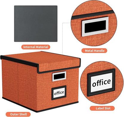 File Organizer Box with Lid, Collapsible File Folder Organizer - Image 4