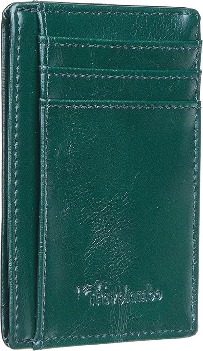 Travelambo Slim Wallet Front Pocket Minimalist Leather RFID Blocking Medium Size by Travelambo