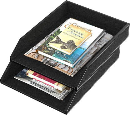 Leather Letter Tray, Thipoten Stackable Desk Organizer Holder - Image 3