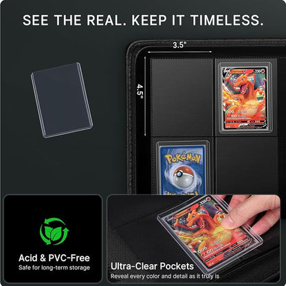 Foluck 4 Pocket Top Loader Binder, Holds 128 Toploaders, Side-Loading Trading - Image 4