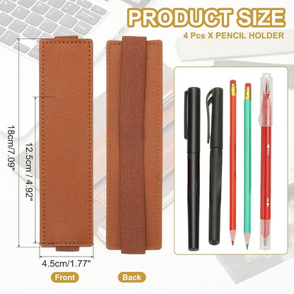 PATIKIL 4Pcs Elastic Notebook Pen Holder, Adjustable Hold 2 Pen Holder PU - Image 2