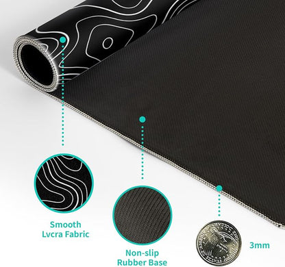 Topographic Contour Gaming Mouse Pad Black Large Mouse Pad - Image 8
