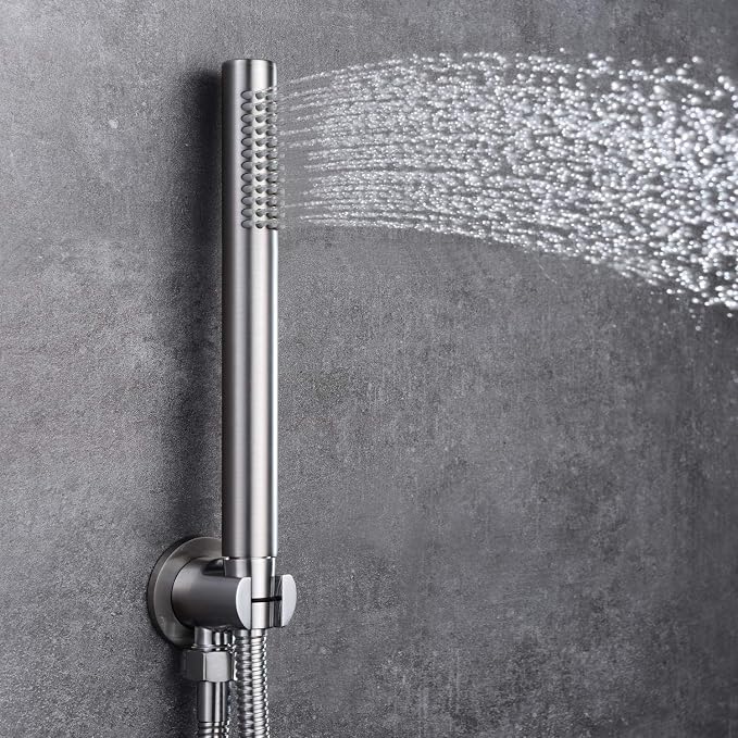Brushed Nickel Shower System with Waterfall Tub Spout, 8 Inches Rain Shower and Handheld - Image 8