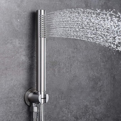 Brushed Nickel Shower System with Waterfall Tub Spout, 8 Inches Rain Shower and Handheld - Image 8