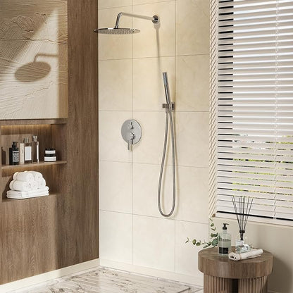 Gabrylly Shower System, Wall Mounted Shower Faucets Set with Shower Valve, High Pressure 10" Rain Shower head with Handheld Spray Combo, 2 Way Rainfall Shower Head Set, Chrome - Image 2