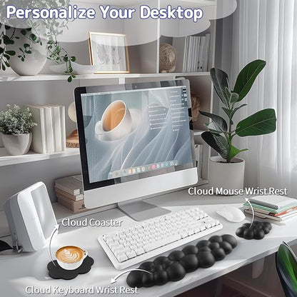 Sushret Cloud Wrist Rest Keyboard, Cloud Keyboard Wrist Pad Set - Image 2