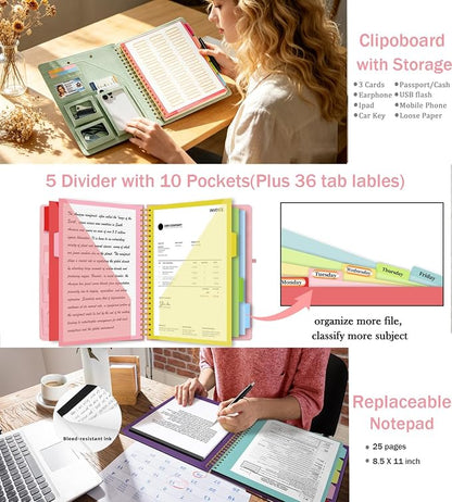 Sauge Foldable Spiral Clipboard Folio - Image 3