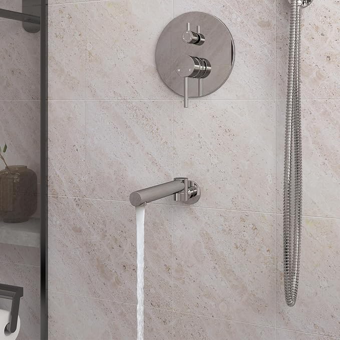 MONDAWE Round Shower Faucets Sets Complete with Tub Spout, Wall Mounted Shower System 10 Inch Rainfall Shower Head with Handheld Combo, Chrome High Pressure Shower Faucet Set - Image 9