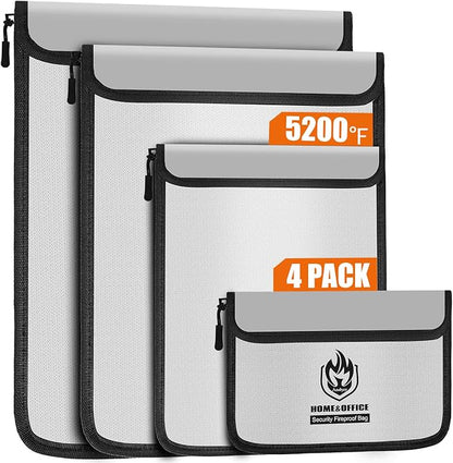 Andyer 4 Pack Fireproof Document Bags, Waterproof Document Holder | Multi-Size by Andyer