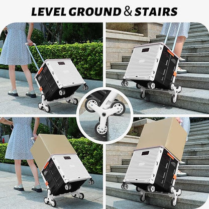 FELICON SELORSS Folding Utility Climber Cart Portable Rolling Crate-White | - Image 3