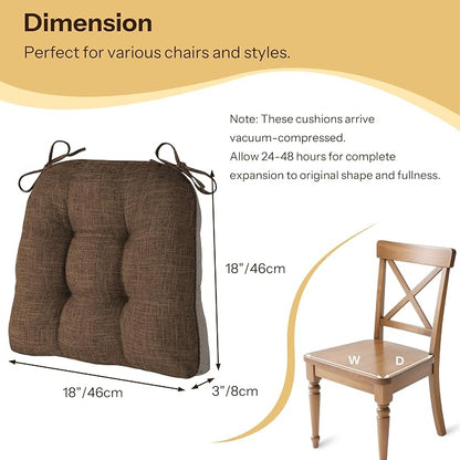 Chair Cushions for Dining Chairs 2 Pack, Coffee | Non-Slip, - Image 2