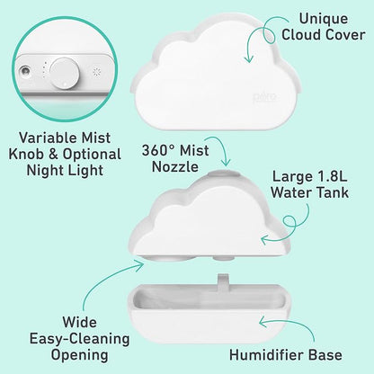 Pure Enrichment PureBaby Cloud Ultrasonic Cool Mist Humidifier Quiet Variable Mist for up to 24 Hrs Ideal for Baby Nurseries & Kids Bedrooms to Relieve Congestion Colds & Coughs, Night Light, BPA-Free - Image 4