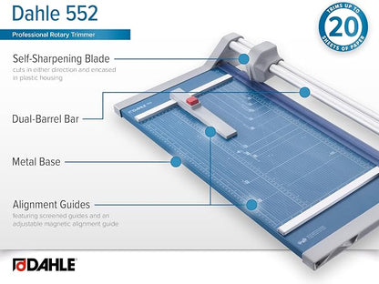 Dahle 552 Professional Rotary Trimmer, 20 Sheet Capacity, Self-Sharpening - Image 5
