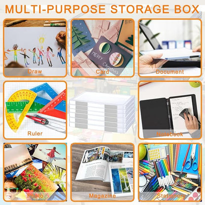 LonlyEagle 6 Pcs Clear A4 File Portable Project Case, Plastic Storage Box - Image 5