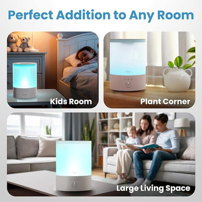 Everlasting Comfort 2.5L Top Fill Humidifier for Bedroom – Quiet, Easy to Fill & Clean, 24HR Runtime, Night Lights, Timer, Ultrasonic Cool Mist, Auto Shut-Off, Essential Oil Diffuser - White - Image 8
