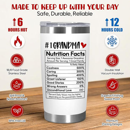 TEEZWONDER Grandma Mothers Day Gift from Granddaughter Grandson - Stainless Steel Insulated Coffee Tumbler with Lid 20 oz - Birthday Gifts for Grandma, Nana Gift Ideas, Gigi Gift for Women - Image 4