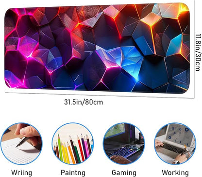 Gaming Mouse Pad, Geometric Design, Non-Slip Rubber Bottom, Stitched Edges - Image 3
