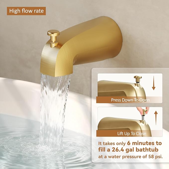 Tub Shower Faucet Set, Tub and Shower Trim Kit with 10 Inch High-Pressure Rian Shower Head,Shower Head and Handle Set, Brushed Gold - Image 4